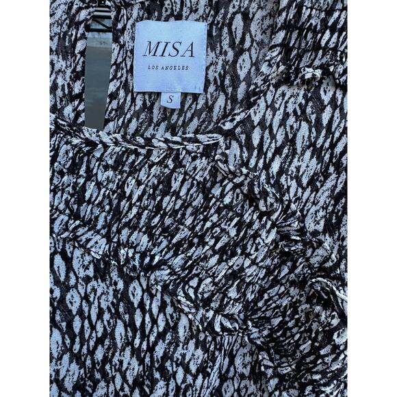 NWOT MISA Los Angeles Sophia Asymmetrical Ruffle Smocked Midi Dress in Size S - Picture 5 of 7